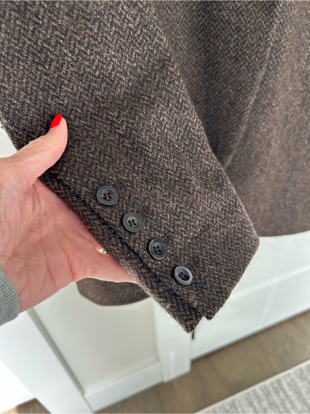 Peruvian Connection Brown Herringbone Wool/Alpaca Blazer - Picture 4 of 11